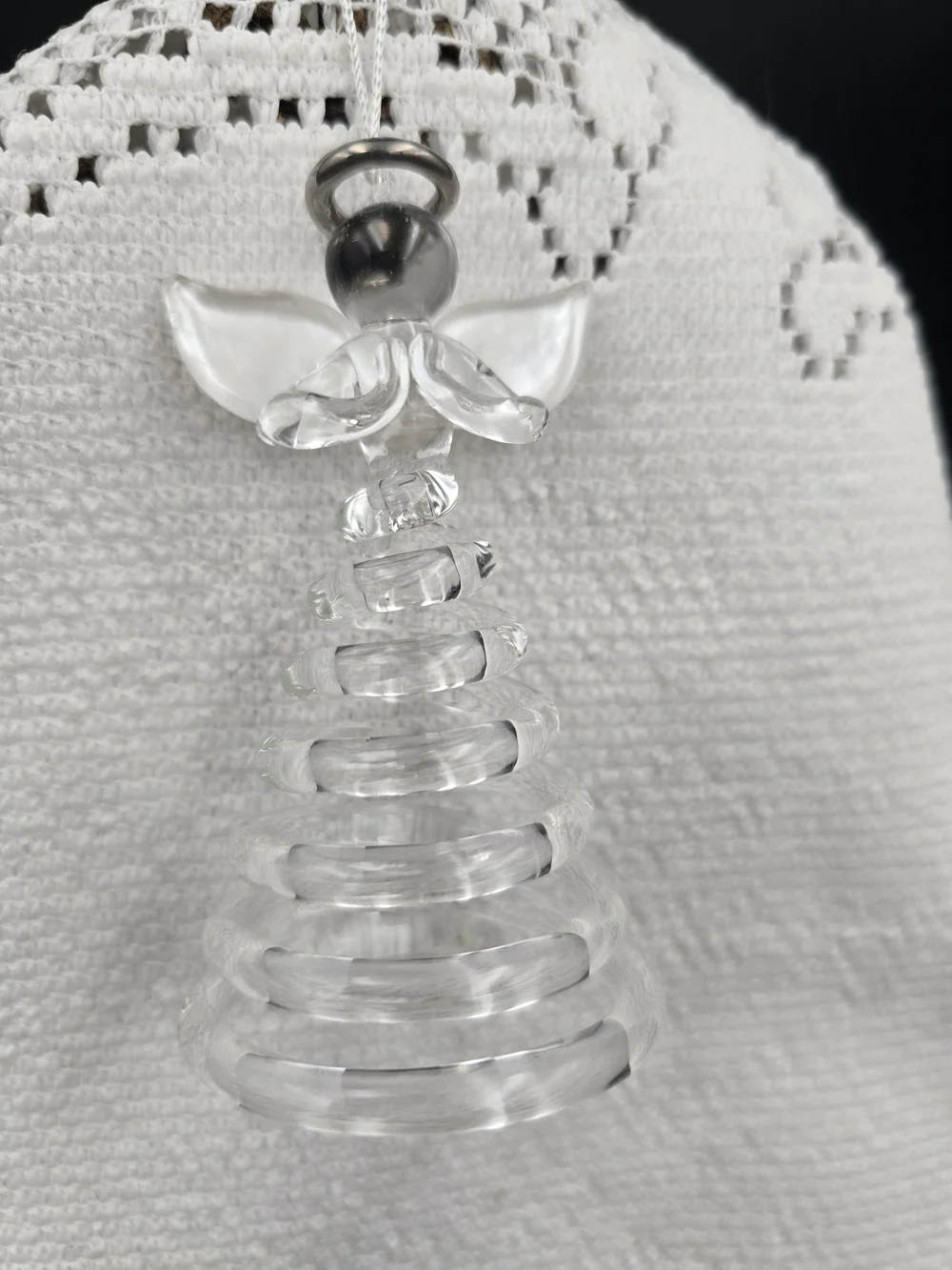 Lenox Clear Glass Angel Ornament with Silver Halo